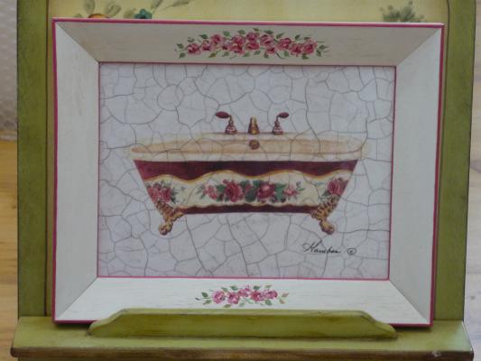 Cuadro bañera flores rosa