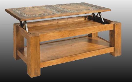 Mesa centro rustica elevable