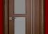 Domporte®: Puerta vidriera en haya tintada nogal con 2 perfiles de aluminio verticales
