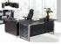 19. CONJUNTO GLARUS, MESA + MUEBLE ALA, CRISTAL DECORADO