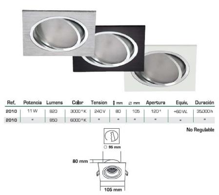LED empotrable orientable 11W cuadrado