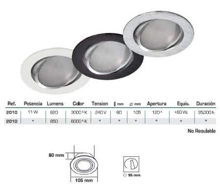 LED empotrable orientable 11W redondo