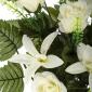 Todos los Santos. Ramo artificial flores orquideas y rosas blancas con hojas 65 1 - La Llimona Todos los Santos. Ramo artificial flores orquideas y rosas blancas con hojas 65 1 - La Llimona