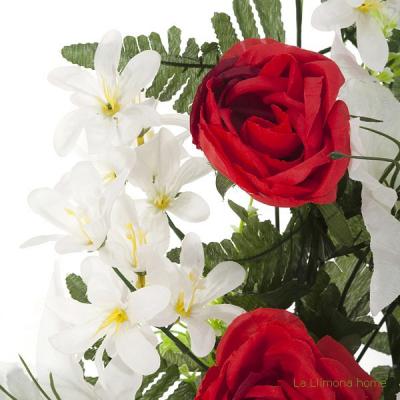 Todos los Santos. Ramo artificial flores camelias rojas con liliums 60 1 - La Llimona Todos los Santos. Ramo artificial flores camelias rojas con liliums 60 1 - La Llimona