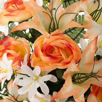 Todos los Santos. Ramo artificial flores camelias salmon con liliums 60 1 - La Llimona Todos los Santos. Ramo artificial flores camelias salmon con liliums 60 1 - La Llimona