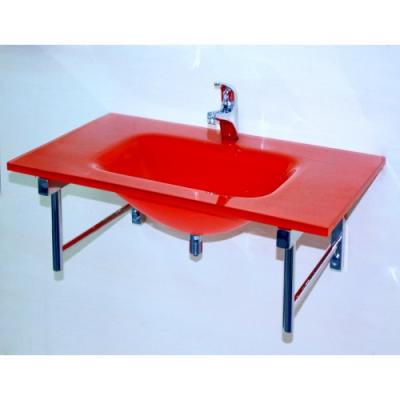 Conjunto de baño lavabo cristal y soporte toallero colores
