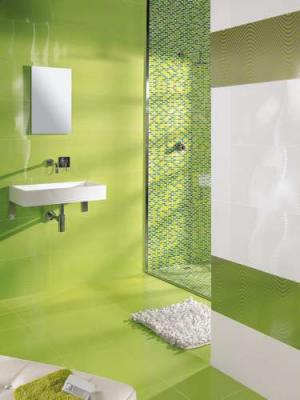 Baño azulejos en verde cítrico Tau