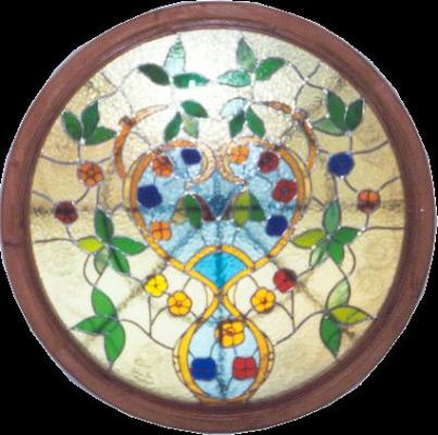Vitral floral ojo de buey