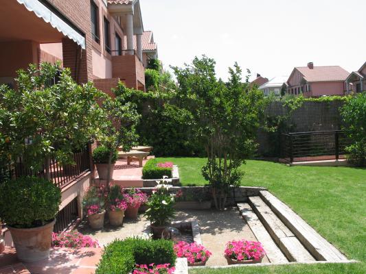 Patio inglés con fuente