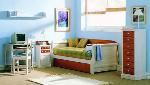 dormitorio juvenil fabricado en madera de pino. Varias opciones.