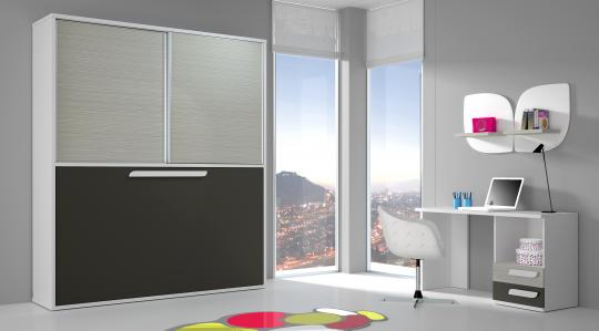 cama horizontal con armario correderas