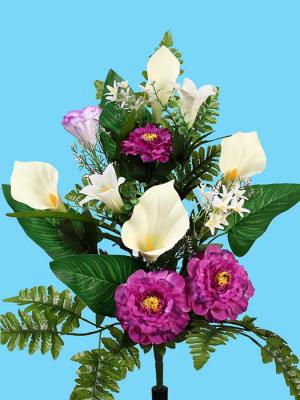 Ramo flores artificiales zinnias y liliums Oasis Decor
