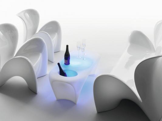 Mesa Cubitera Champagne/Cava iluminación LED