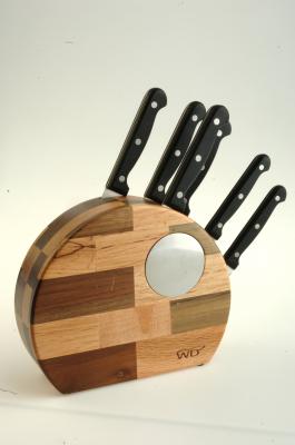 Tacoma madera con 6 cuchillos