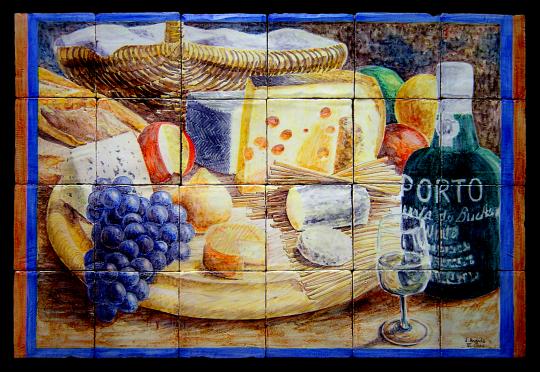 Quesos, uvas y vino de Oporto