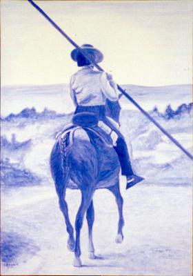 Caballista con garrocha