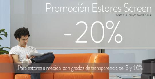 Promoción estores de screen a medida Kaaten con 20% de descuento