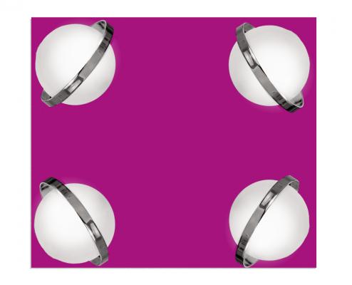 Plafon baño Satelite Colors 4 luces cromo-fucsia