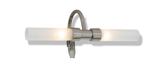 Aplique baño Curva 2 luces pinza niquel