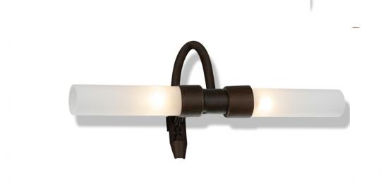 Aplique baño Curva 2 luces pinza wengue