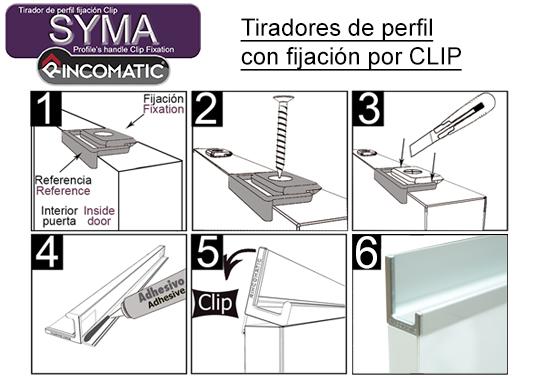 Syma sistema de fijación por CLIP para tiradores de perfil