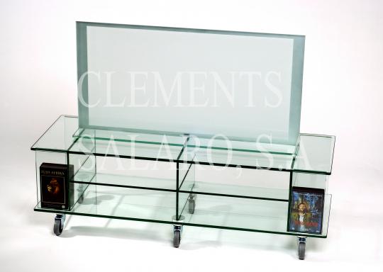 Mesa TV cristal templado diseño en cristal float 10 medidas: 1150x400x450 . Consultar otras medidas