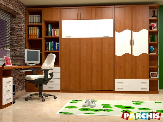 Parchis Mueble Juvenil Litera Cama Abatible Convertible Portable Canape Dormitorio Infantil