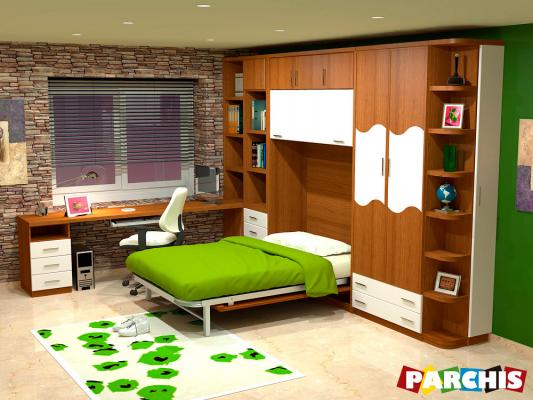 Parchis Mueble Juvenil Litera Cama Abatible Convertible Portable Canape Dormitorio Infantil
