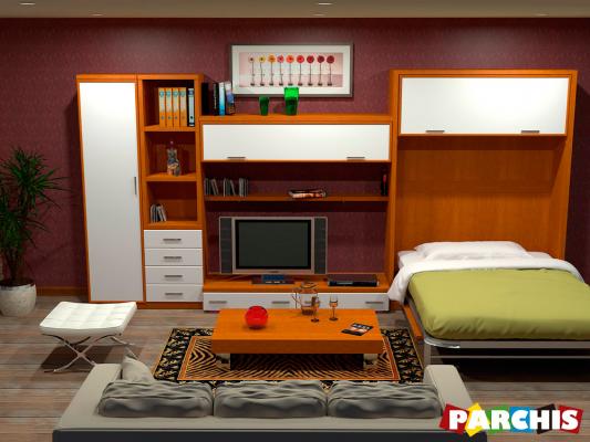 Parchis Mueble Juvenil Litera Cama Abatible Convertible Portable Canape Dormitorio Infantil