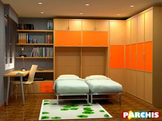 Parchis Mueble Juvenil Litera Cama Abatible Convertible Portable Canape Dormitorio Infantil