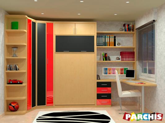 Parchis Mueble Juvenil Litera Cama Abatible Convertible Portable Canape Dormitorio Infantil