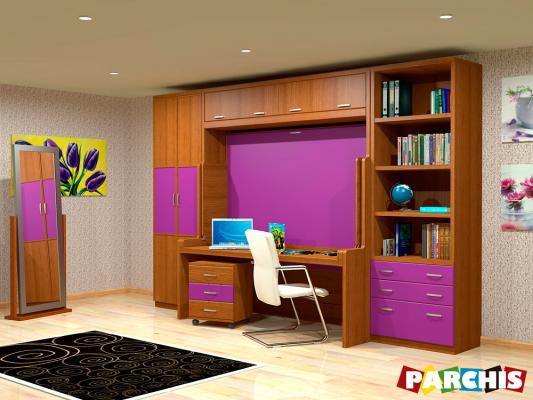Parchis Mueble Juvenil Litera Cama Abatible Convertible Portable Canape Dormitorio Infantil