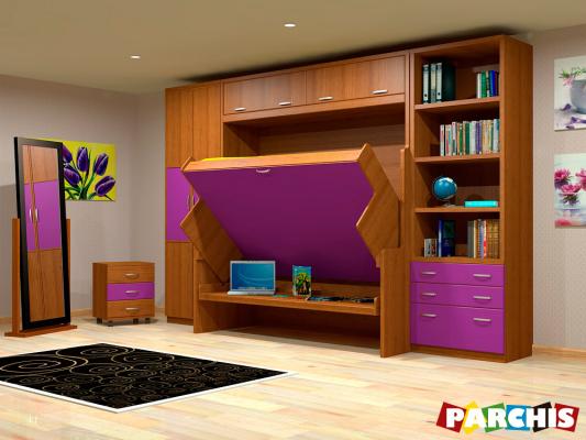 Parchis Mueble Juvenil Litera Cama Abatible Convertible Portable Canape Dormitorio Infantil