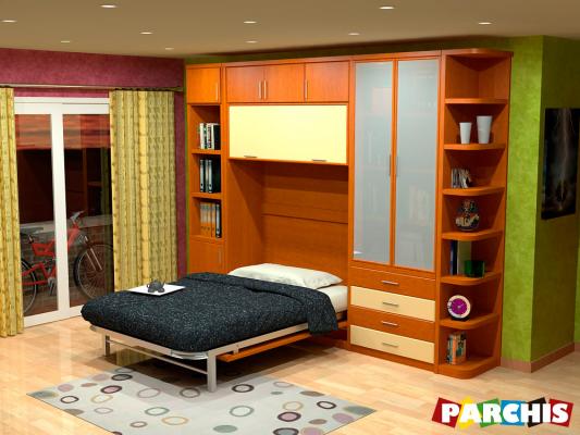 Parchis Mueble Juvenil Litera Cama Abatible Convertible Portable Canape Dormitorio Infantil
