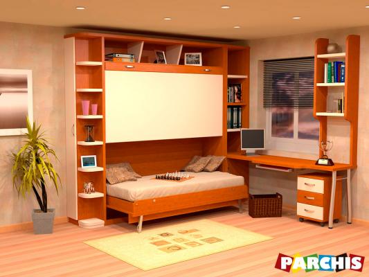 Parchis Mueble Juvenil Litera Cama Abatible Convertible Portable Canape Dormitorio Infantil
