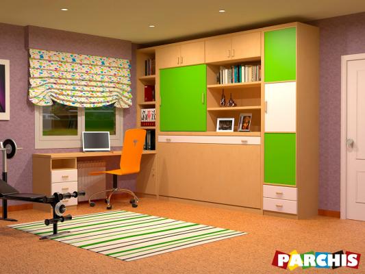 Parchis Mueble Juvenil Litera Cama Abatible Convertible Portable Canape Dormitorio Infantil