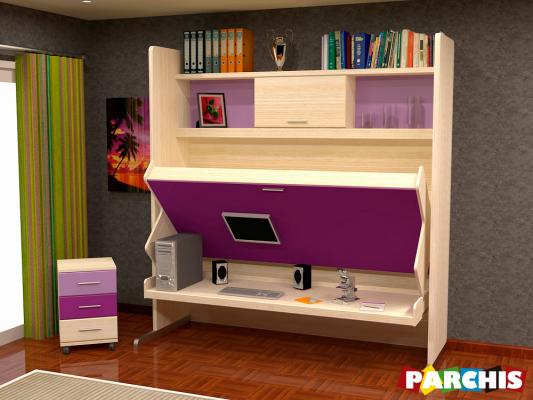 Parchis Mueble Juvenil Litera Cama Abatible Convertible Portable Canape Dormitorio Infantil