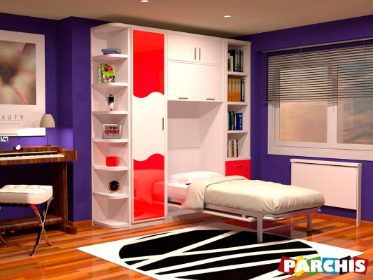 Parchis Mueble Juvenil Litera Cama Abatible Convertible Portable Canape Dormitorio Infantil