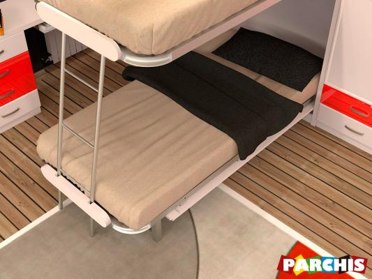 Parchis Mueble Juvenil Litera Cama Abatible Convertible Portable Canape Dormitorio Infantil