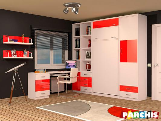 Parchis Mueble Juvenil Litera Cama Abatible Convertible Portable Canape Dormitorio Infantil