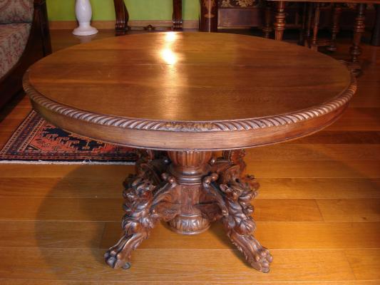 MESA ROBLE MACIZO ESTILO RENACIMIENTO. FRANCIA. SIGLO XIX