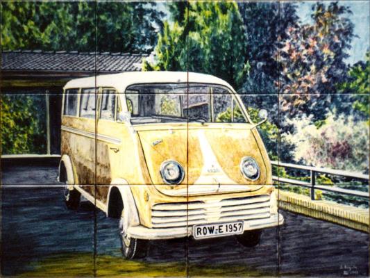 Furgoneta DKW años 50 en azulejos