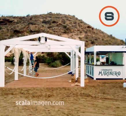 Montaje de Rótulos y decoración en chiringuito Marinero, Calarreona, Aguilas, Murcia. scalaimagen.c 