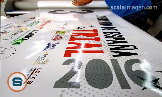 Fabricación de gráfica para evento deportivo. Final nacional de trial Lorca 2016. www.scalaimagen.co