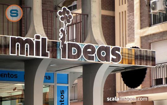Letras corpóreas, rótulo mMil Ideas, Lorca. www.scalaimagen.com