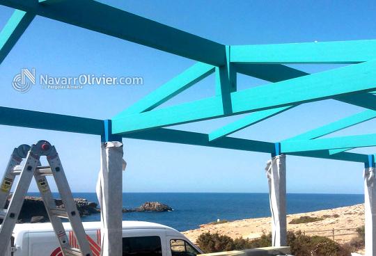 MOntaje de pérgola para chiringuito de temporada. cartagena