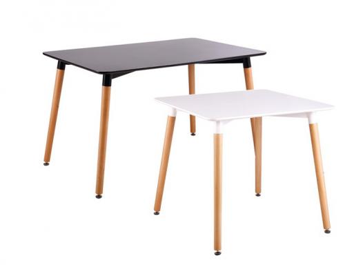 Mesa de diseño, patas de madera maciza, tapa lacada en blanco o negro. Mesa de diseño, patas de madera maciza, tapa lacada en blanco o negro.