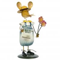 Portavelas metal raton con flores