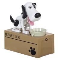 Perro blanco hambriento de monedas en lallimona.com